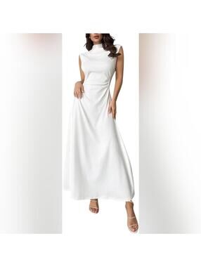 NWOT GORGLITTER High Neck Ruched Cinched Waist Formal Maxi Cocktail Dress, XL